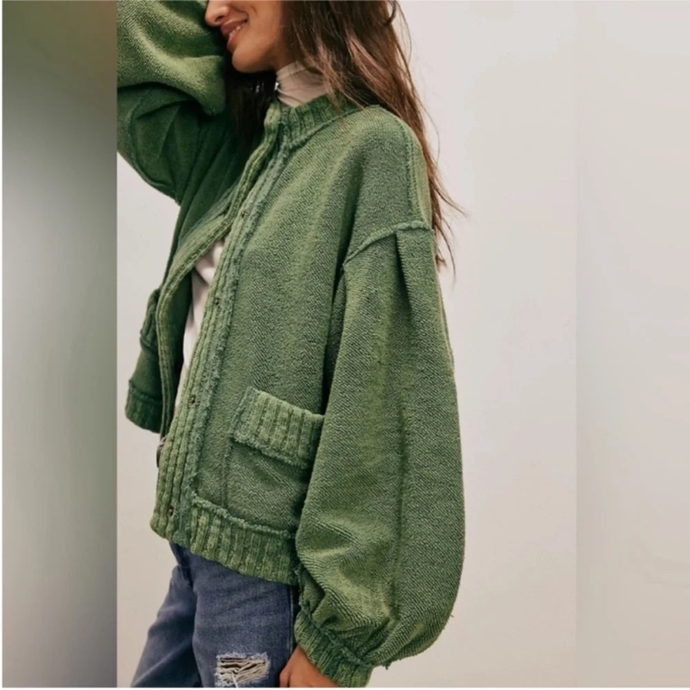 We The Free Cute In This Cardi Frosty Spruce Medium - Picture 2 of 6